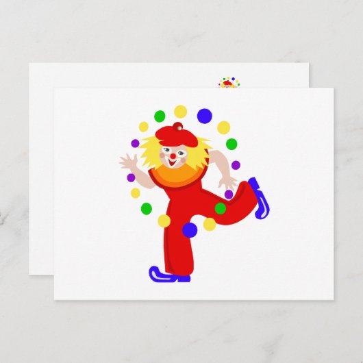 Dancing Juggler Clown Briefkaart (Voorkant / Achterkant)