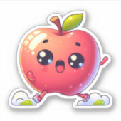 Dancing Kawaii appel Sticker (Voorkant)