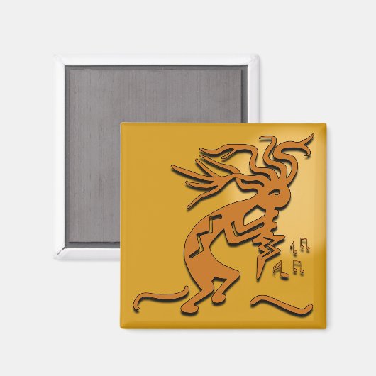 Dancing Kokopelli Merry Maker Muzikant Magneet (Voorkant / Achterkant)