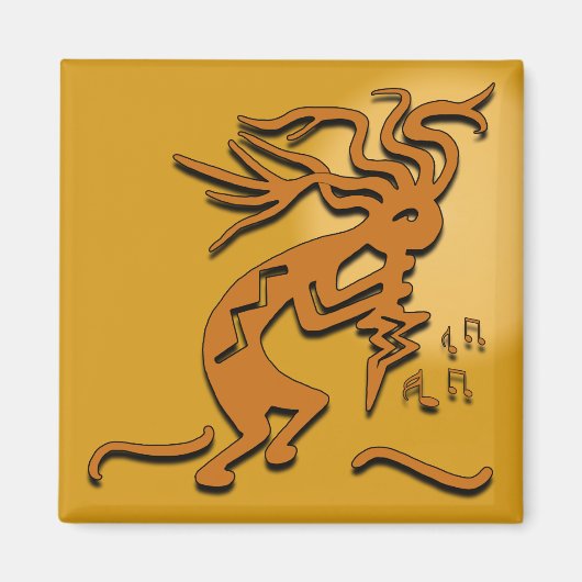 Dancing Kokopelli Merry Maker Muzikant Magneet (Voorkant)