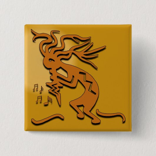 Dancing Kokopelli Merrymaker Musician Vierkante Button 5,1 Cm (Voorkant)