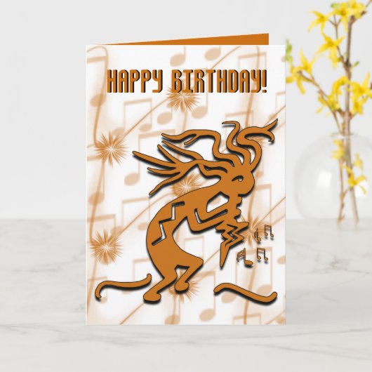 Dancing Kokopelli Musician Happy Birthday Sjabloon (Gele Bloem)