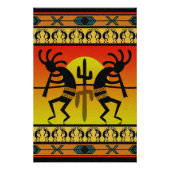 Dancing Kokopelli Tribal Wall Art Poster (Voorkant)
