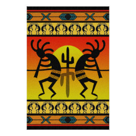 Dancing Kokopelli Tribal Wall Art Poster