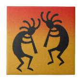 Dancing Kokopelli woestijn zonsondergang zuidweste Tegeltje (Voorkant)