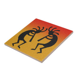 Dancing Kokopelli woestijn zonsondergang zuidweste Tegeltje