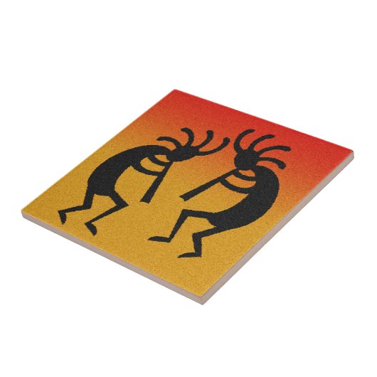 Dancing Kokopelli woestijn zonsondergang zuidweste Tegeltje (Zijkant)