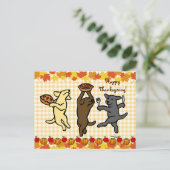 Dancing Labrador Trio Thanksgiving Feestdagenkaart (Staand voorkant)