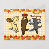 Dancing Labrador Trio Thanksgiving Feestdagenkaart (Voorkant)
