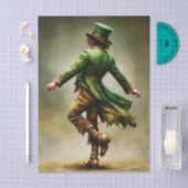 Dancing Leprechaun Irish Portrait FD6L Decoupage Tissuepapier (Craft)