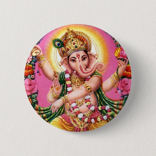 Dancing Lord Ganesha Ronde Button 5,7 Cm (Voorkant)