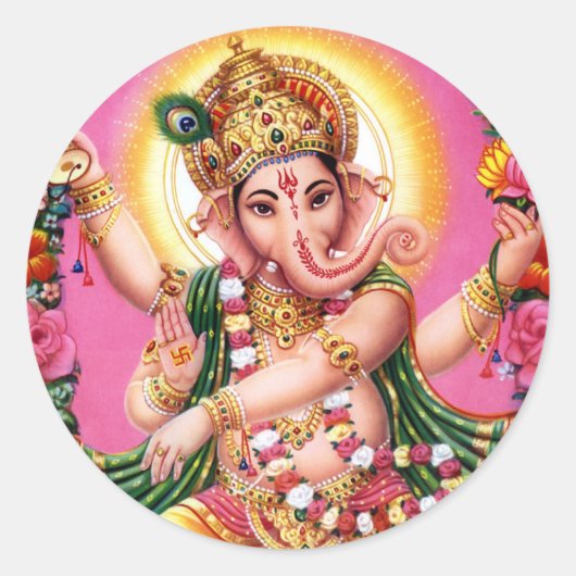 Dancing Lord Ganesha Ronde Sticker (Voorkant)