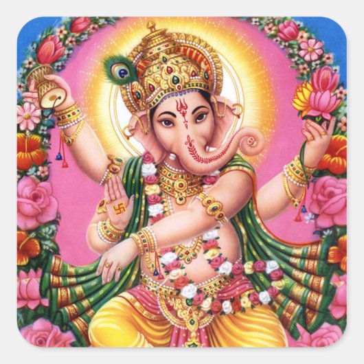 Dancing Lord Ganesha Vierkante Sticker (Voorkant)