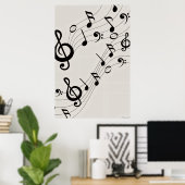 Dancing Melodies: Flowing Musical Notes Pattern Poster (Thuiskantoor)