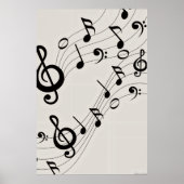 Dancing Melodies: Flowing Musical Notes Pattern Poster (Voorkant)