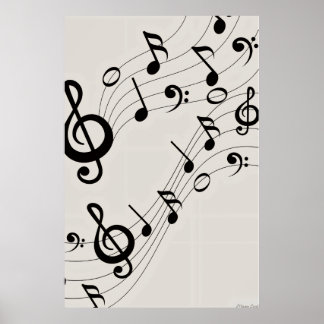 Dancing Melodies: Flowing Musical Notes Pattern Poster