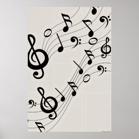 Dancing Melodies: Flowing Musical Notes Pattern Poster (Voorkant)