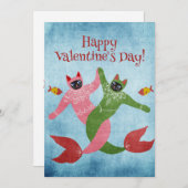 Dancing Mermaid cat Valentijnsdag Kaart (Voorkant / Achterkant)
