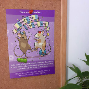 Dancing Mice Age & Name Happy Birthday Party Kaart