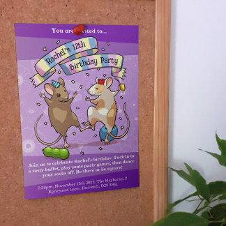 Dancing Mice Age & Name Happy Birthday Party Kaart