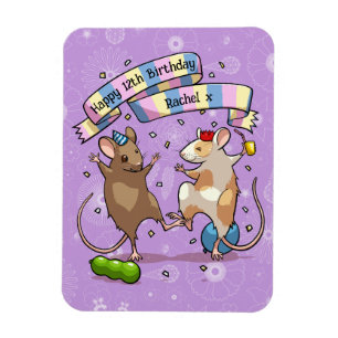 Dancing Mice Naam & Leeftijd Happy Birthday Party Magneet