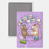 Dancing Mice Naam & Leeftijd Happy Birthday Party Magneet (Voorkant / Achterkant)