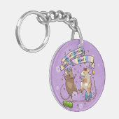 Dancing Mice Naam & Leeftijd Happy Birthday Party Sleutelhanger (Voorkant Links)