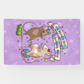 Dancing Mice Naam & Leeftijd Happy Birthday Party Spandoek (Horizontaal)