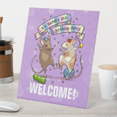 Dancing Mice Naam & Leeftijd Verjaardagsfeest Welk Reclamebord Met Voetstuk (Insitu)