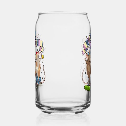 Dancing Mice Party Time Banner Confetti & Ballonne Blikvorm Glas (Rechts)