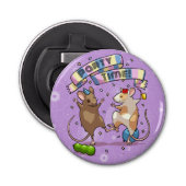 Dancing Mice Party Time Banner Confetti & Ballonne Button Flesopener (Voorkant)