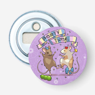 Dancing Mice Party Time Banner Confetti & Ballonne Button Flesopener