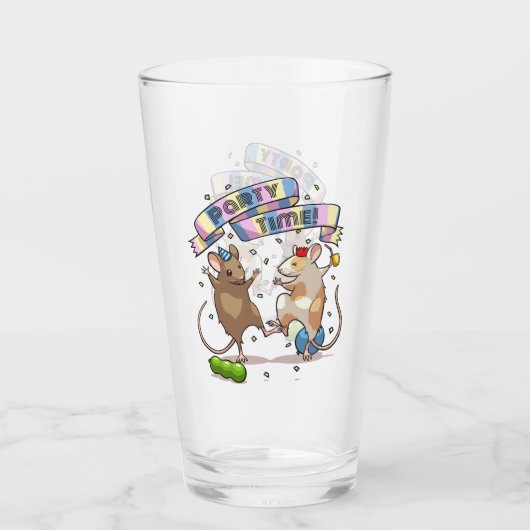 Dancing Mice Party Time Banner Confetti & Ballonne Glas (Achterkant)