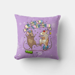 Dancing Mice Party Time Banner Confetti & Ballonne Kussen