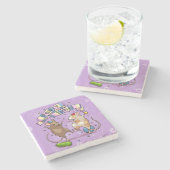 Dancing Mice Party Time Banner Confetti & Ballonne Stenen Onderzetter (Zijkant)