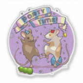 Dancing Mice Party Time Banner Confetti & Ballonne Sticker (Voorkant)