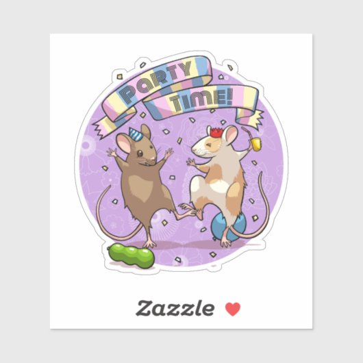 Dancing Mice Party Time Banner Confetti & Ballonne Sticker (Vel)