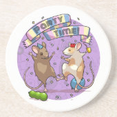 Dancing Mice Party Time Banner Confetti & Ballonne Zandsteen Onderzetter (Voorkant)