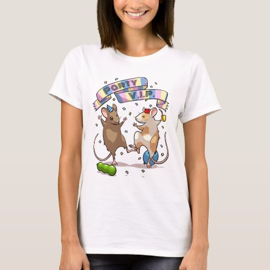 Dancing Mice Party V.I.P. Banner & Balloons Design T-shirt (Voorkant)