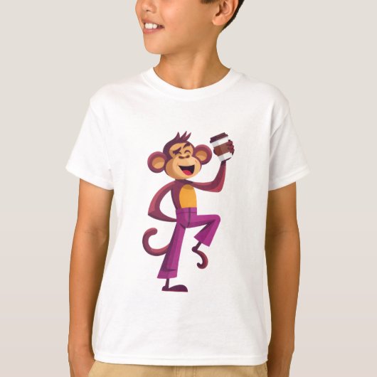 “Dancing Monkey with Coffee” T-shirt (Voorkant)