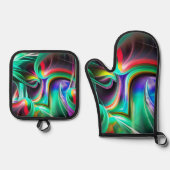 Dancing Neon Lights Ovenwant & Pannenlap Set (Voorkant)