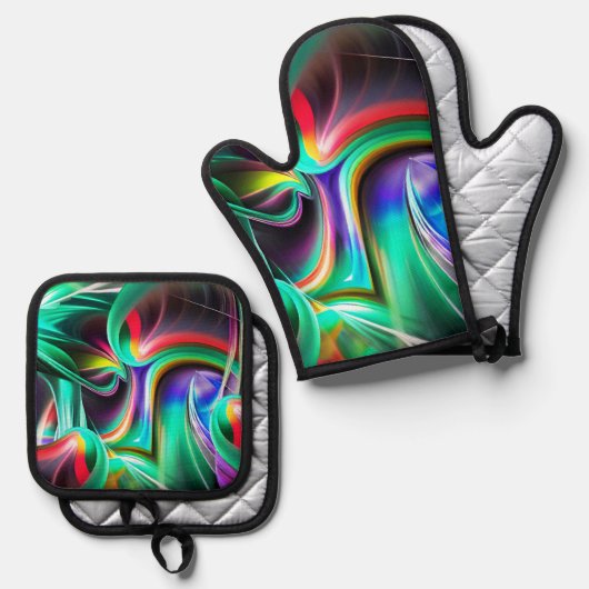 Dancing Neon Lights Ovenwant & Pannenlap Set (Voorkant / Achterkant)