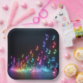 Dancing Neon muzieknoten Papieren Bordje (Feest)