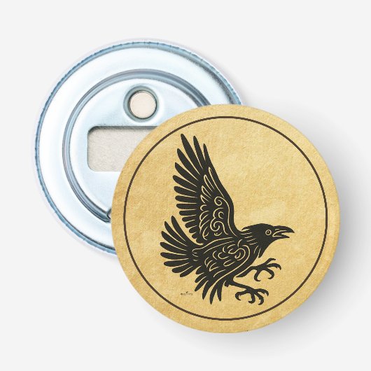Dancing Norse Raven Button Flesopener (Voorkant)