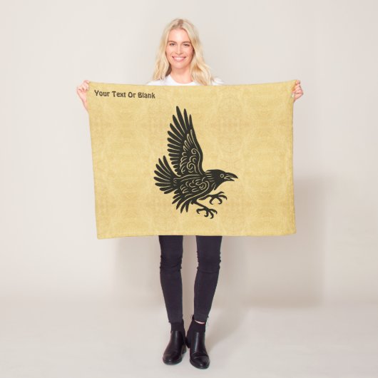 Dancing Norse Raven Fleece Deken (In situ)