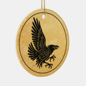Dancing Norse Raven Keramisch Ornament (Rechts)