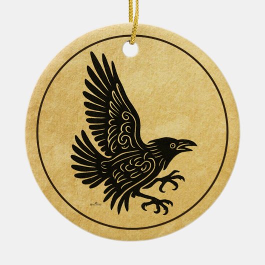 Dancing Norse Raven Keramisch Ornament (Voorkant)