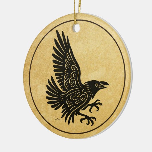 Dancing Norse Raven Keramisch Ornament (Links)