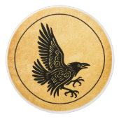 Dancing Norse Raven Keramische Knop (Voorkant)
