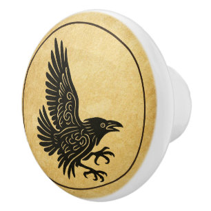 Dancing Norse Raven Keramische Knop